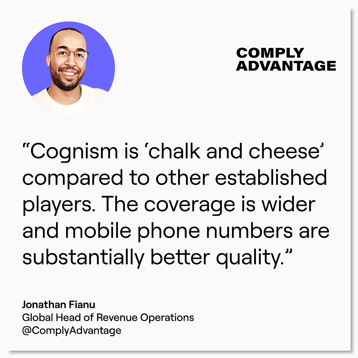 Comply Advantage customer review for Cognism